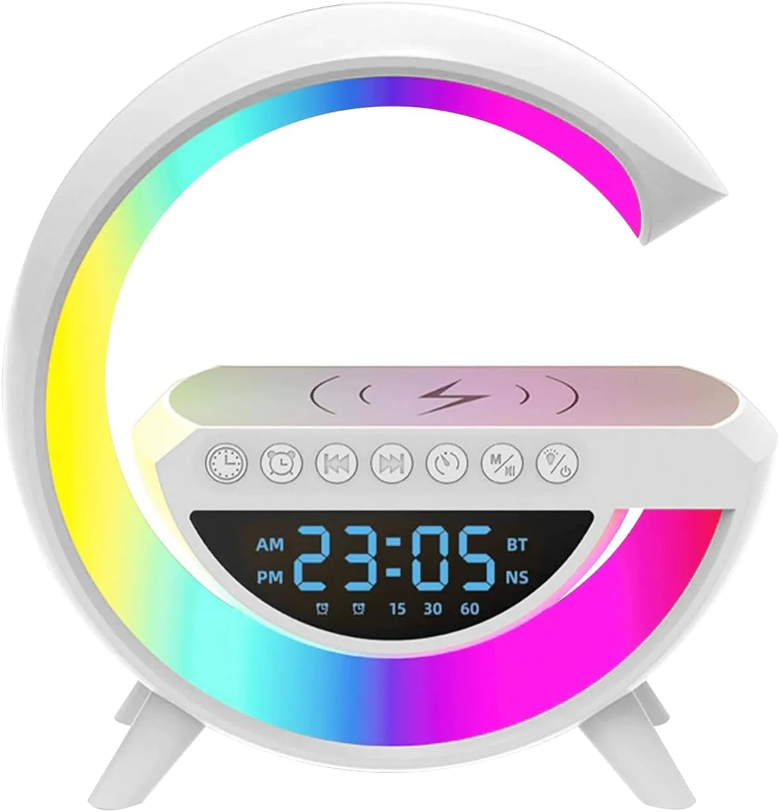 Wireless Charger Station Multifunction RGB Desk Lamp Alarm Clock Speaker For iPhone Samsung Huawei Fast Charging Stand Pad